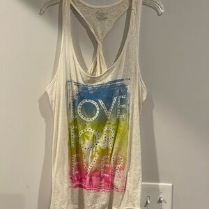 Lane Bryant Cream Tank Top with Vibrant Graphic